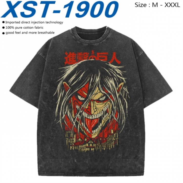 Shingeki no Kyojin Cotton direct spray color print washed denim T-shirt 250g from M to 3XL XST-1900