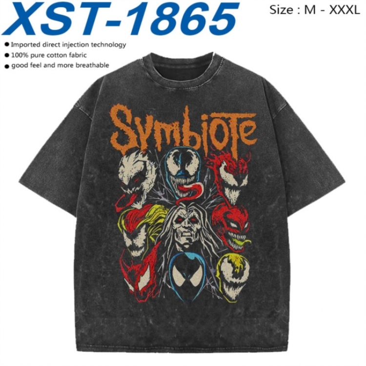 Marvel Cotton direct spray color print washed denim T-shirt 250g from M to 3XL XST-1865