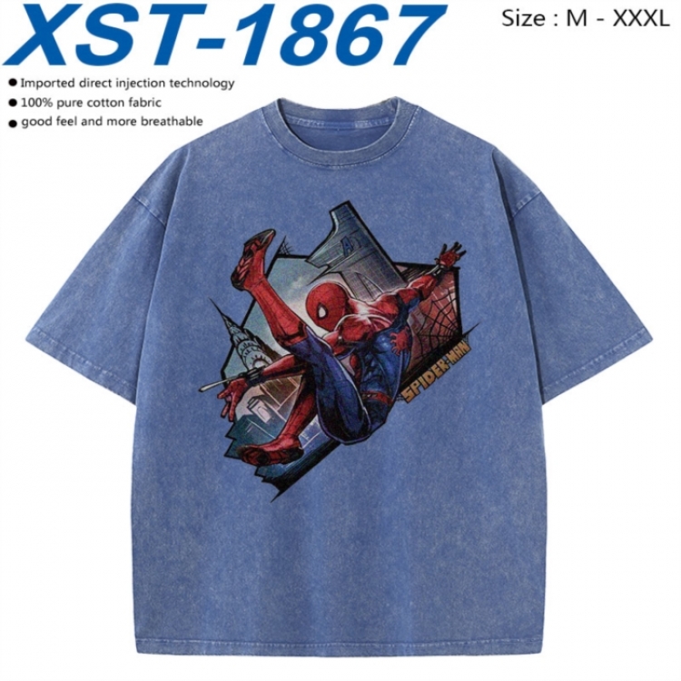 Marvel Cotton direct spray color print washed denim T-shirt 250g from M to 3XL  XST-1867