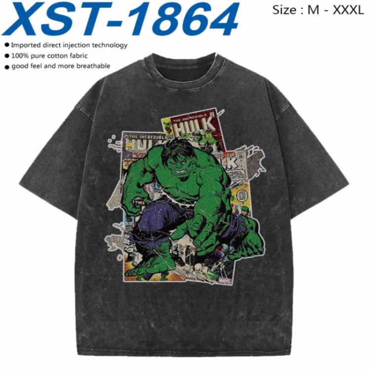 Marvel Cotton direct spray color print washed denim T-shirt 250g from M to 3XL  XST-1864