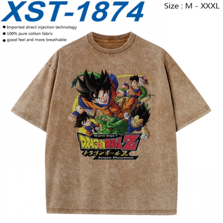 DRAGON BALL Cotton direct spray color print washed denim T-shirt 250g from M to 3XL XST-1874