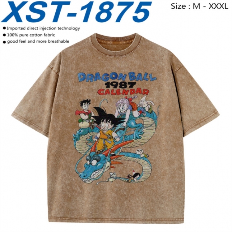 DRAGON BALL Cotton direct spray color print washed denim T-shirt 250g from M to 3XL  XST-1875