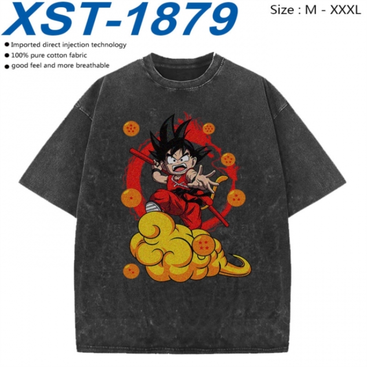 DRAGON BALL Cotton direct spray color print washed denim T-shirt 250g from M to 3XL XST-1879