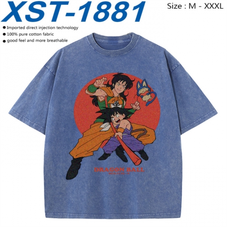 DRAGON BALL Cotton direct spray color print washed denim T-shirt 250g from M to 3XL XST-1881