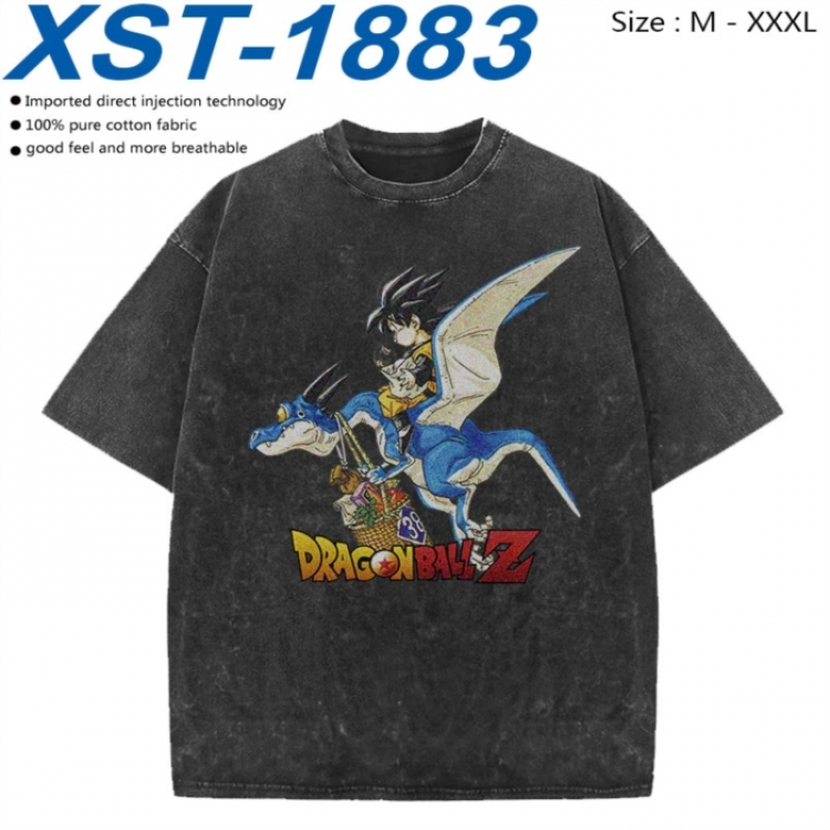 DRAGON BALL Cotton direct spray color print washed denim T-shirt 250g from M to 3XL XST-1883