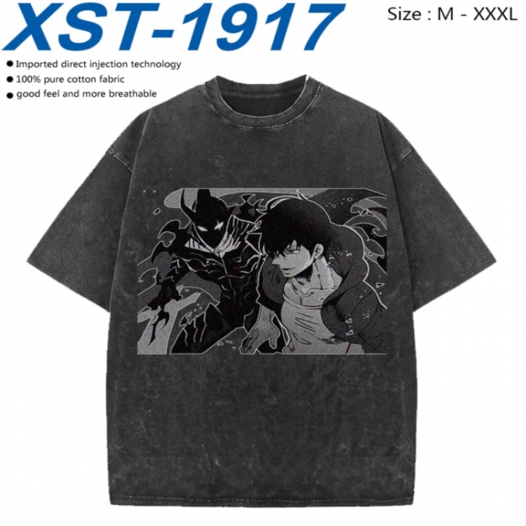 Solo Leveling:Arise Cotton direct spray color print washed denim T-shirt 250g from M to 3XL XST-1917