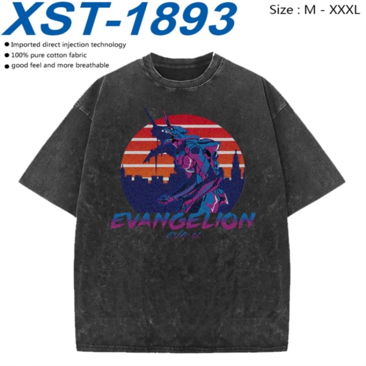 EVA Cotton direct spray color print washed denim T-shirt 250g from M to 3XL