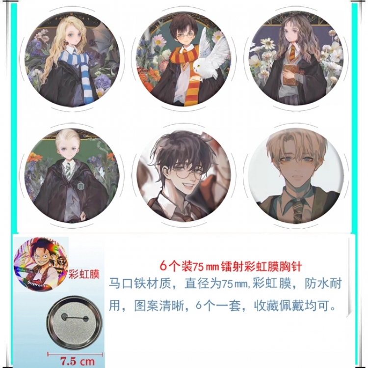 Harry Potter Anime Rainbow Mask Badge Brooch 75MM a set of 6