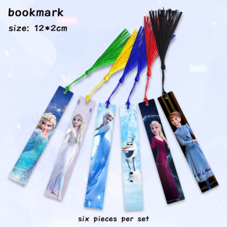 Frozen Anime full-color printed metal bookmark pendant 12x2cm a set of 6