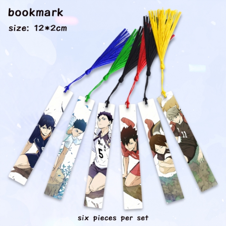 Haikyuu!! Anime full-color printed metal bookmark pendant 12x2cm a set of 6
