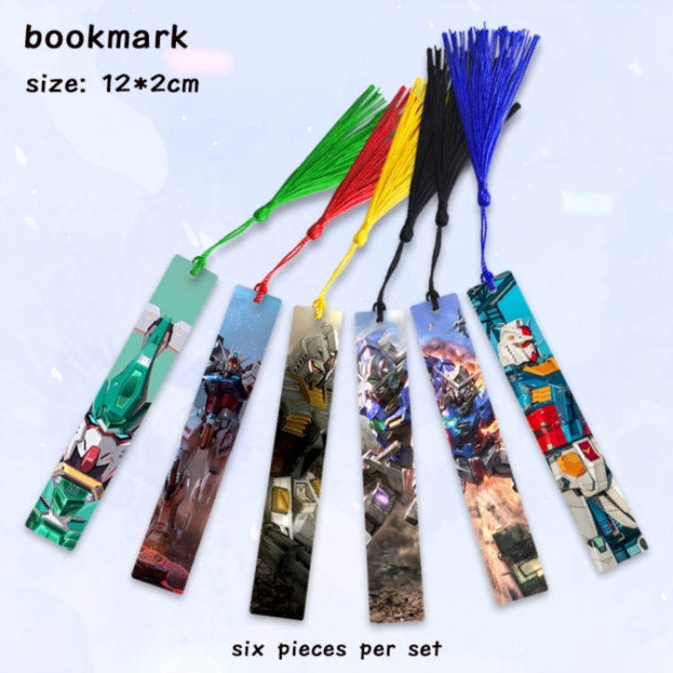 Gundam Anime full-color printed metal bookmark pendant 12x2cm a set of 6