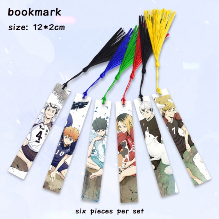 Haikyuu!! Anime full-color printed metal bookmark pendant 12x2cm a set of 6