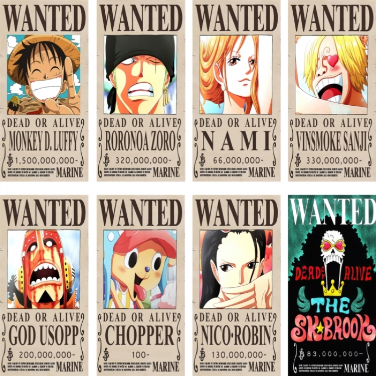 One Piece Embossed poster 8 pcs a set 42X29CM price for 5 sets 