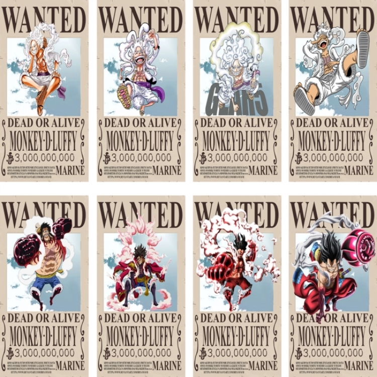 One Piece Embossed poster 8 pcs a set 42X29CM price for 5 sets 