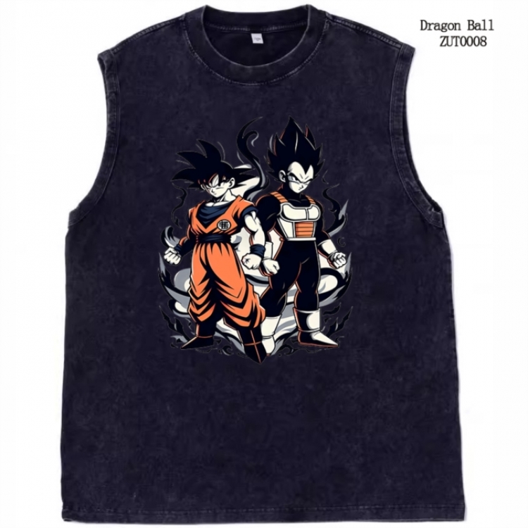 DRAGON BALL Anime peripheral pure cotton washed water used vest T-shirt  from S to 2XL ZUT0008