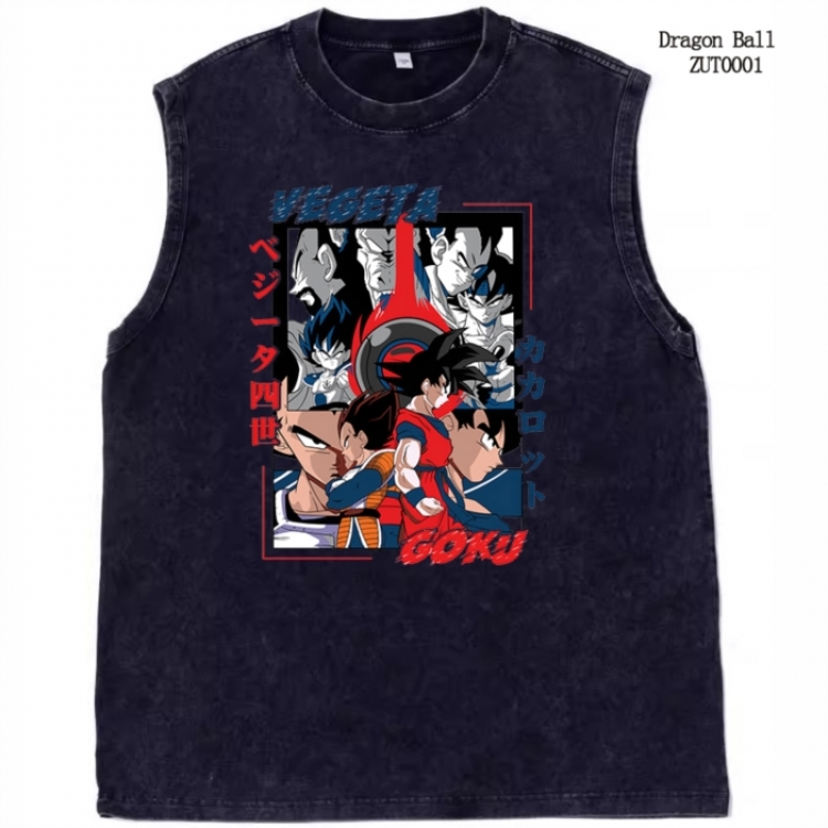 DRAGON BALL Anime peripheral pure cotton washed water used vest T-shirt  from S to 2XL ZUT0001