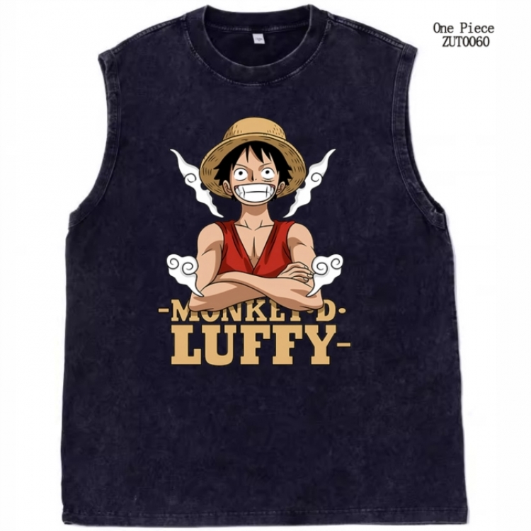 One Piece Anime peripheral pure cotton washed water used vest T-shirt from S to 2XL  ZUT0060
