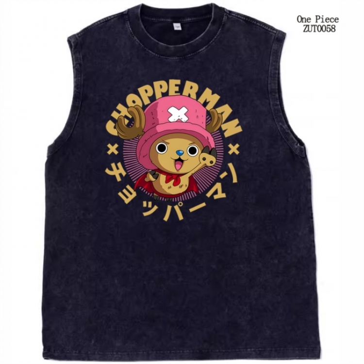 One Piece Anime peripheral pure cotton washed water used vest T-shirt from S to 2XL ZUT0058