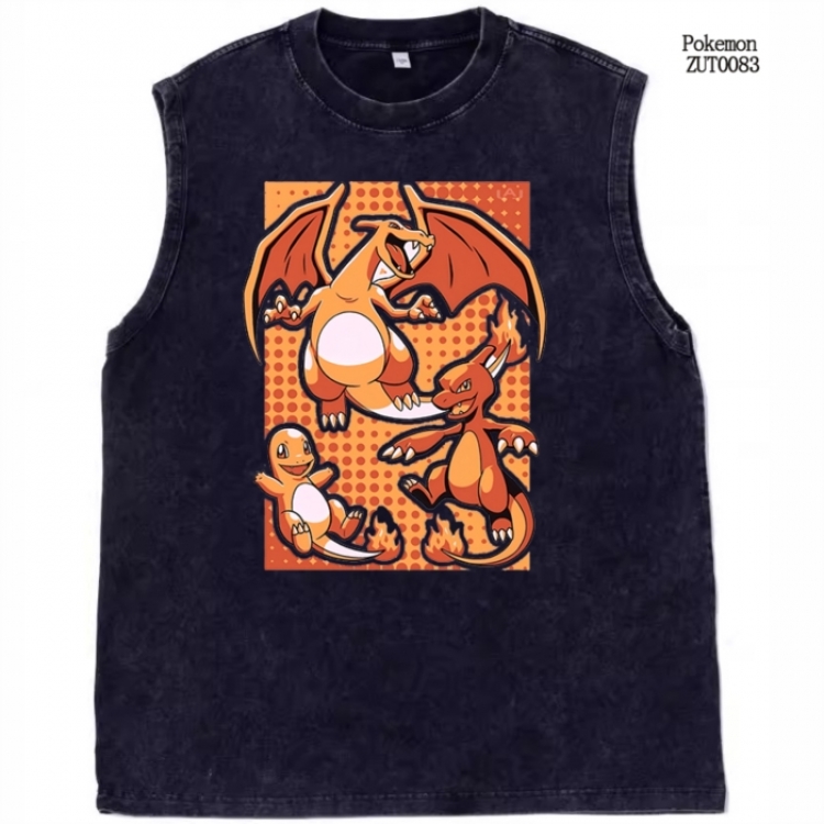 Pokemon Anime peripheral pure cotton washed water used vest T-shirt from S to 2XL
