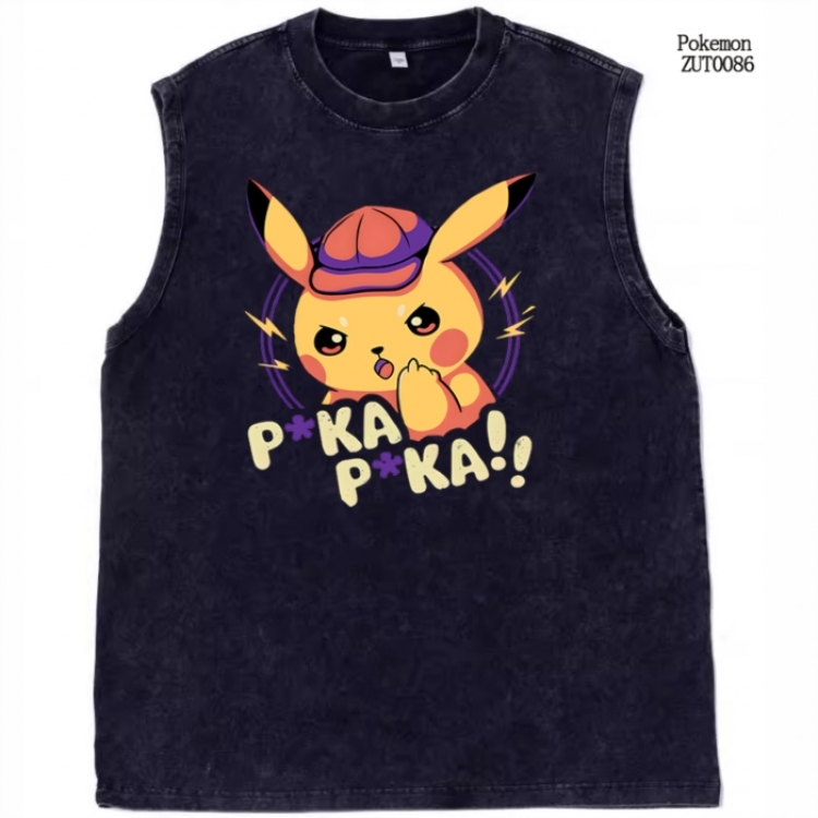 Pokemon Anime peripheral pure cotton washed water used vest T-shirt from S to 2XL