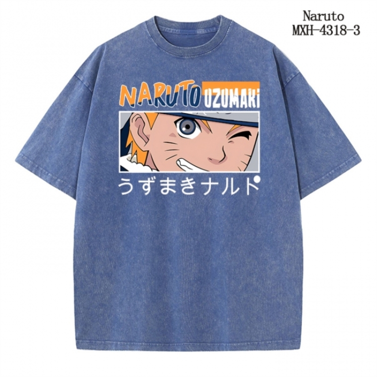 Naruto Anime peripheral pure cotton washed and worn T-shirt from S to 2XL MXH-4318-3