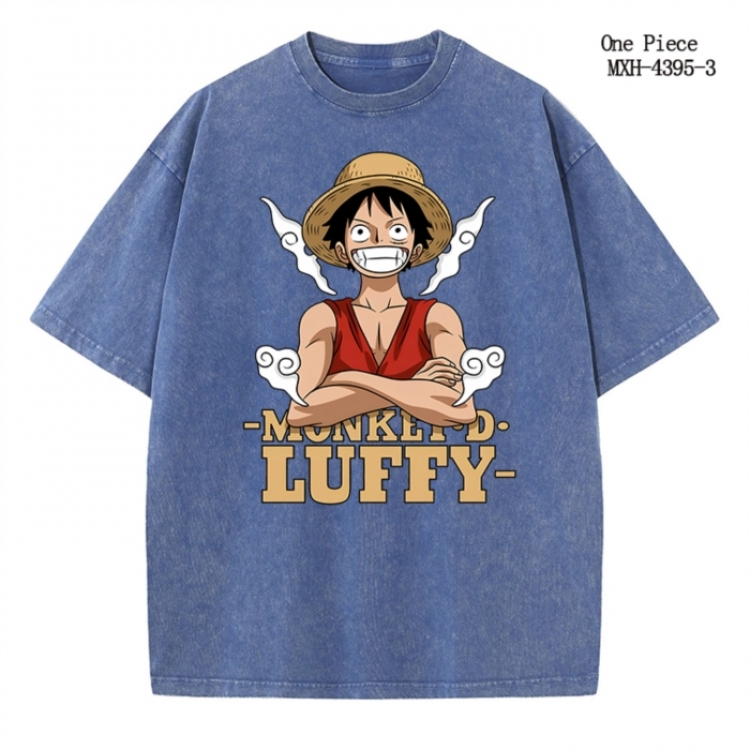 One Piece Anime peripheral pure cotton washed and worn T-shirt from S to 2XL MXH-4395-3