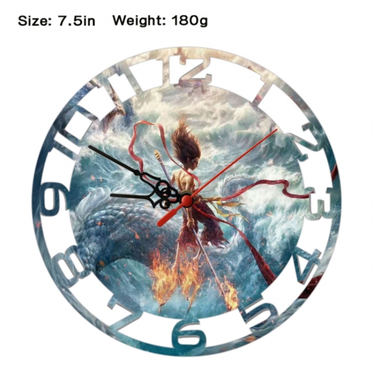 Nezha Anime print alarm clock wall clock personality clock packaging size 25X25X4cm