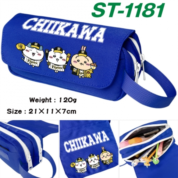 Chiikawa Anime waterproof canvas portable double-layer pencil bag cosmetic bag 21x11x7cm