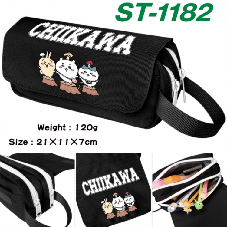 Chiikawa Anime waterproof canvas portable double-layer pencil bag cosmetic bag 21x11x7cm