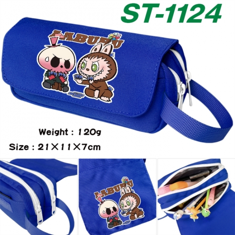 LABUBU Anime waterproof canvas portable double-layer pencil bag cosmetic bag 21x11x7cm