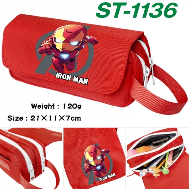 Marvel Anime waterproof canvas portable double-layer pencil bag cosmetic bag 21x11x7cm