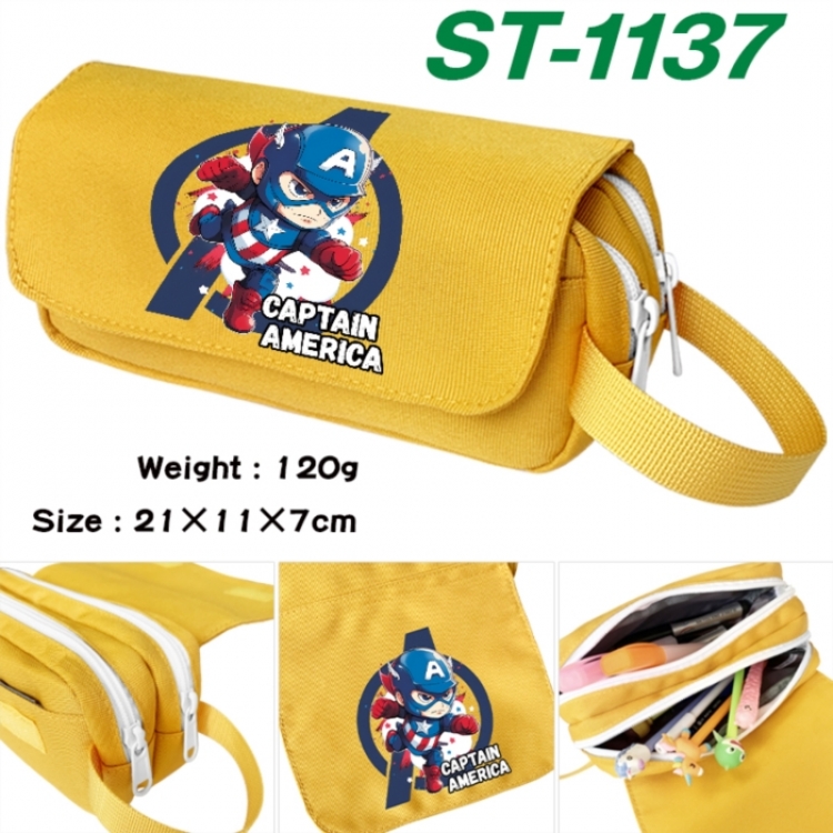 Marvel Anime waterproof canvas portable double-layer pencil bag cosmetic bag 21x11x7cm