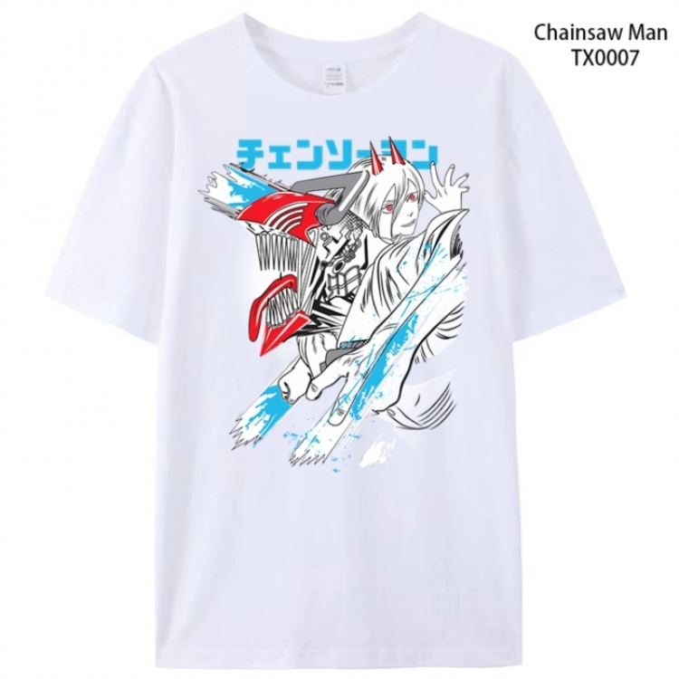 Chainsaw man Anime peripheral printed pure cotton T-shirt from S to 4XL  TX0008-1