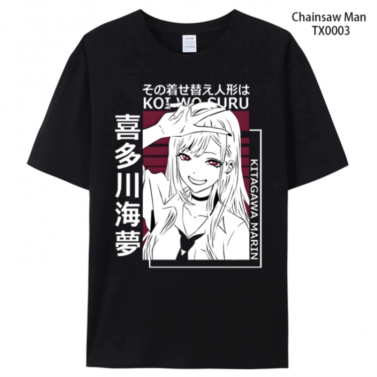 Chainsaw man Anime peripheral printed pure cotton T-shirt from S to 4XL TX0003