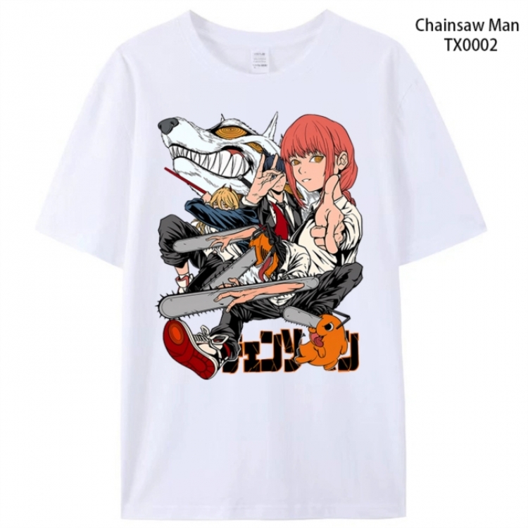 Chainsaw man Anime peripheral printed pure cotton T-shirt from S to 4XL  TX0002-1