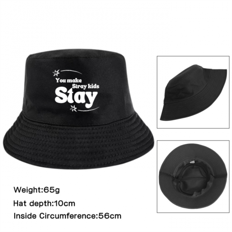 straykids Anime Printed Outdoor Fisherman's Hat Sunshade Hat 56cm