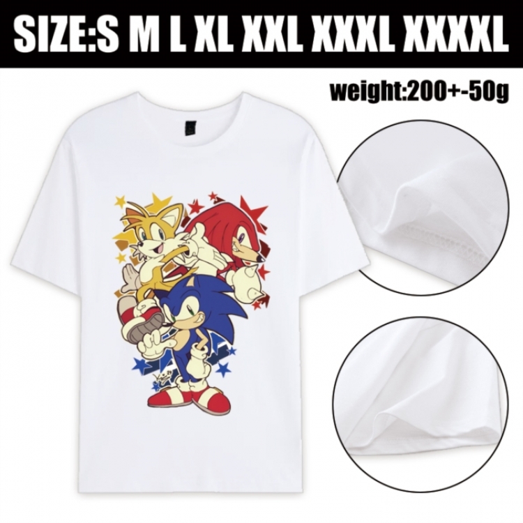 Sonic The Hedgehog Anime printed pure cotton short sleeved T-shirt from S to 4XL