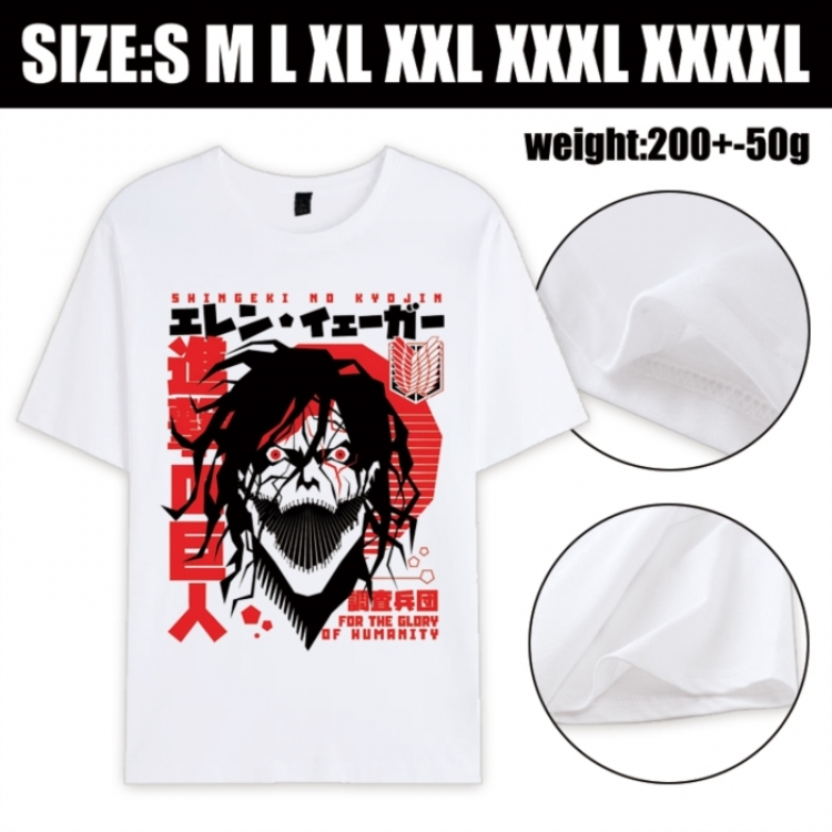 Shingeki no Kyojin Anime printed pure cotton short sleeved T-shirt from S to 4XL
