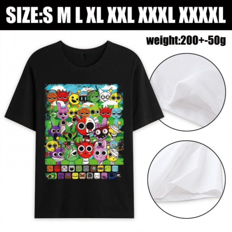 Sprunki Plush Anime printed pure cotton short sleeved T-shirt from S to 4XL