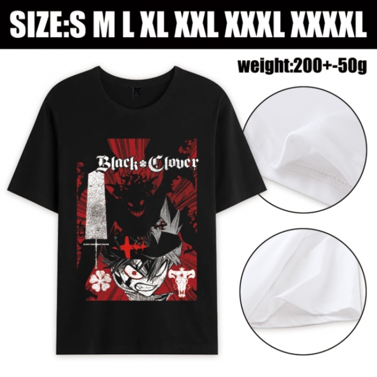 Black Clover Anime printed pure cotton short sleeved T-shirt from S to 4XL