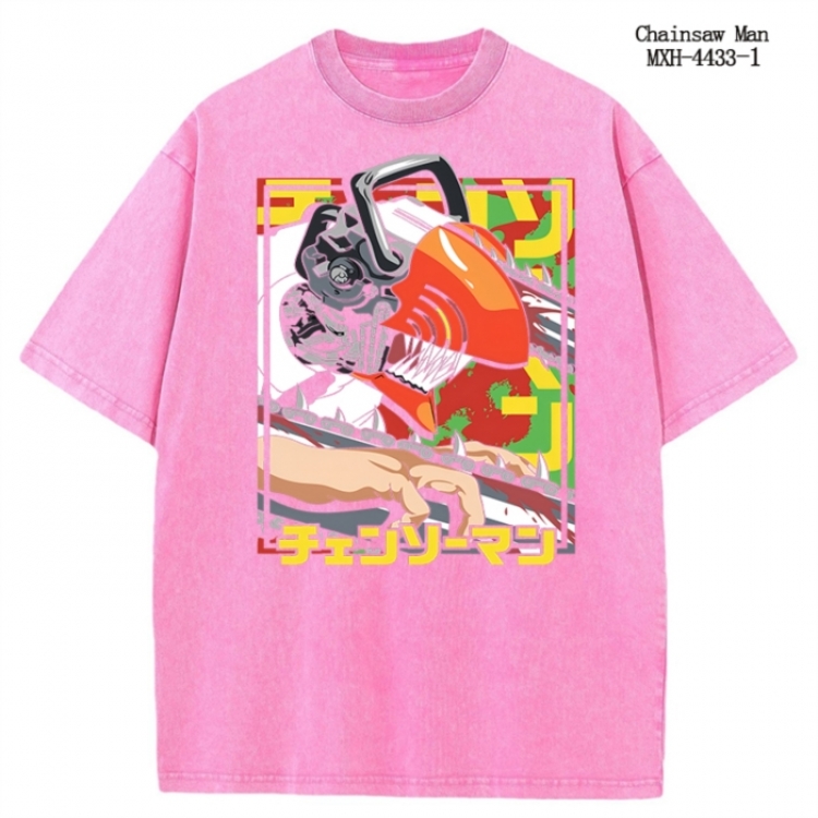 Chainsaw man Anime peripheral pure cotton washed and worn T-shirt from S to 2XL MXH-4433-1