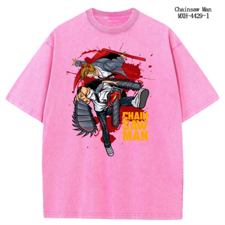 Chainsaw man Anime peripheral pure cotton washed and worn T-shirt from S to 2XL MXH-4429-1