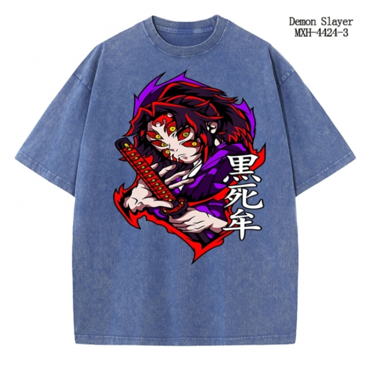 Demon Slayer Kimets Anime peripheral pure cotton washed and worn T-shirt from S to 2XL MXH-4424-3