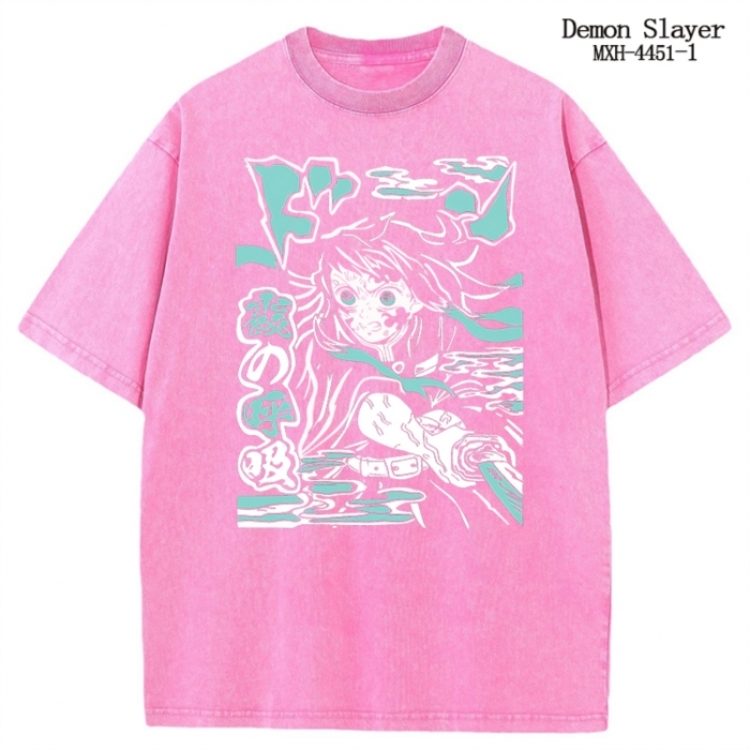 Demon Slayer Kimets Anime peripheral pure cotton washed and worn T-shirt from S to 2XL
