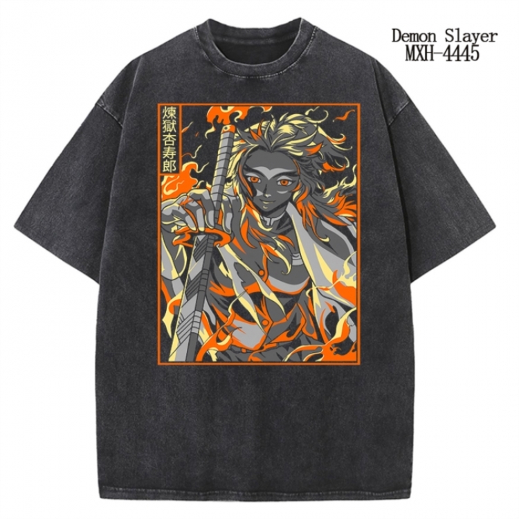 Demon Slayer Kimets Anime peripheral pure cotton washed and worn T-shirt from S to 2XL