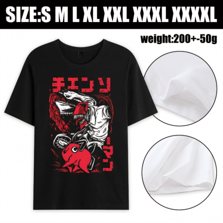 Chainsaw man Anime printed pure cotton short sleeved T-shirt from S to 4XL