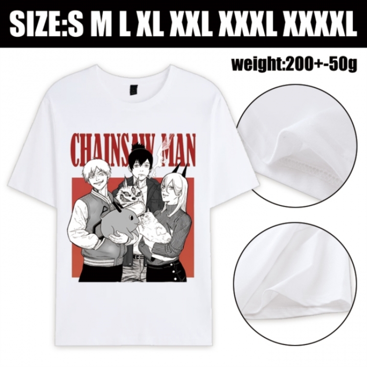 Chainsaw man Anime printed pure cotton short sleeved T-shirt from S to 4XL