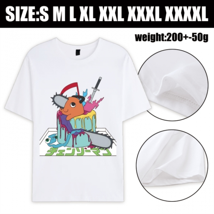 Chainsaw man Anime printed pure cotton short sleeved T-shirt from S to 4XL