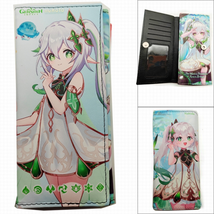 Genshin Impact Anime Long Tri-Fold Wallet Wallet with Colorful Snaps PK-043