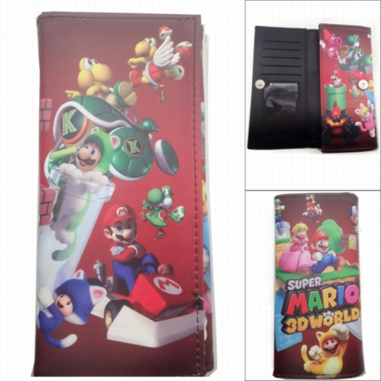 Super Mario Anime Long Tri-Fold Wallet Wallet with Colorful Snaps